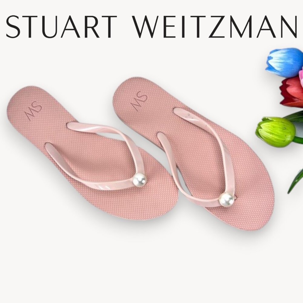 NEW Stuart Weitzman Imitation Pearl Flip Flop in Poudre